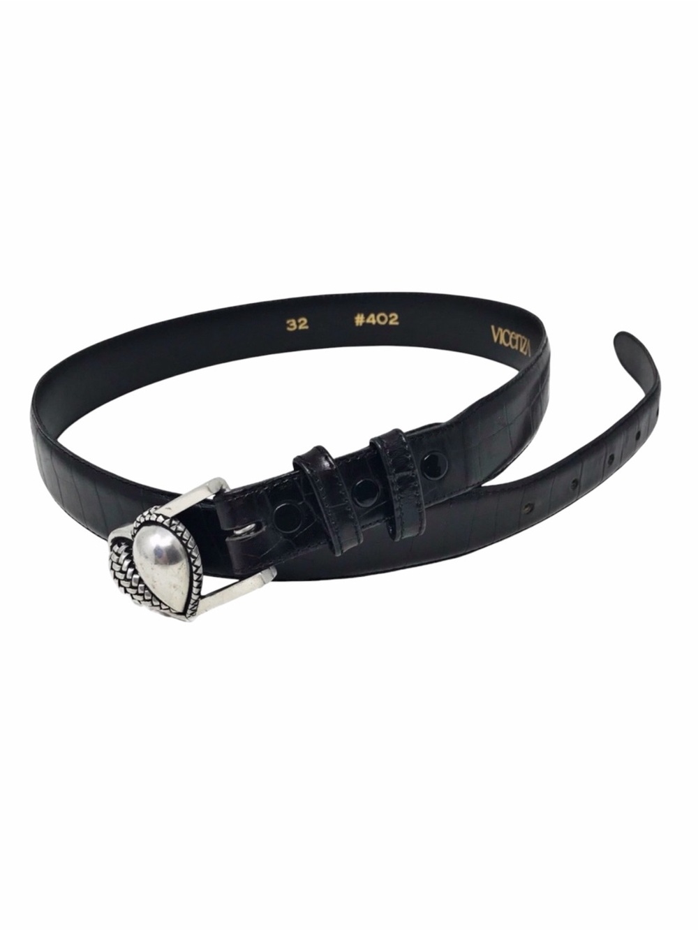 Vicenza Italian Calfskin Leather Belt W/Heart Buckle Size 32